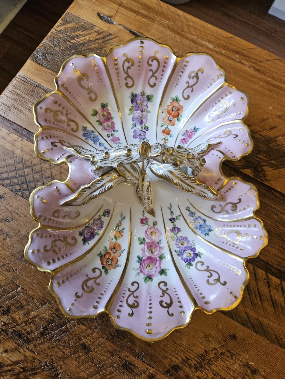 Vintage German Hand-painted Ceramic Bowl (w/handle)